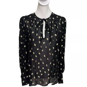Derek Lam 10 Crosby Ellie Puff Sleeve Metallic Blouse